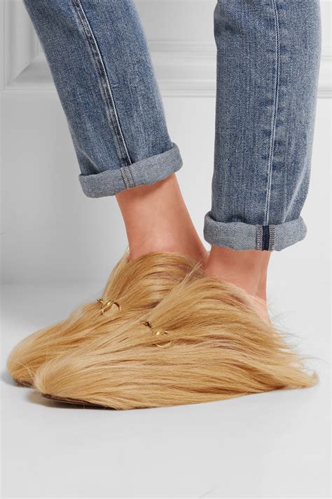 gucci goat hair slippers price|gucci slippers expensive.